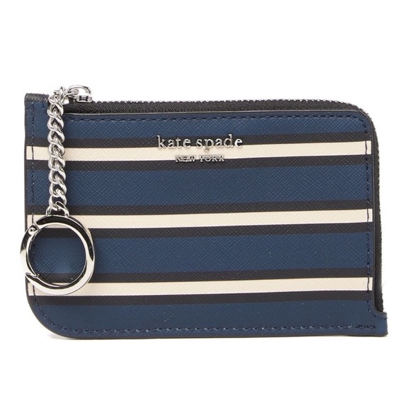 kate spade Handbags - Kate Spade Blue Cameron York Stripe Keychain Wallet